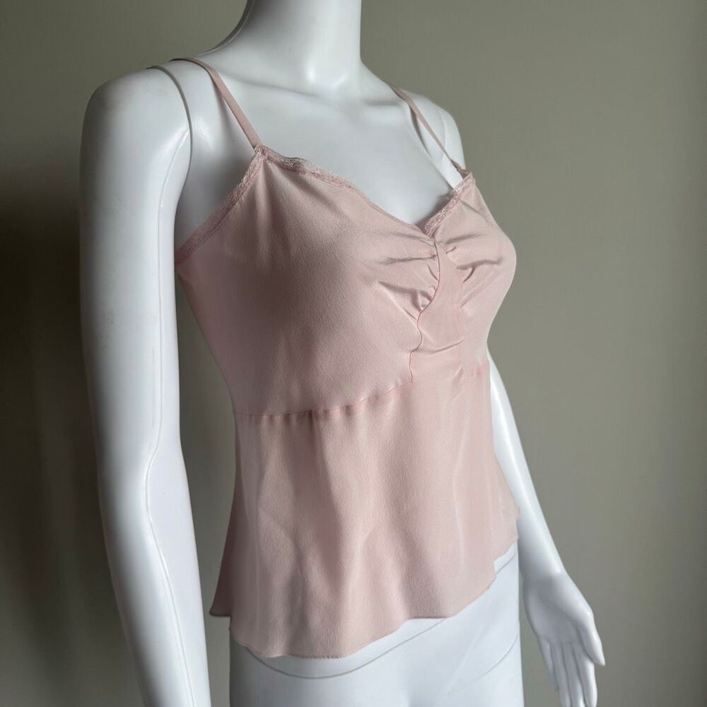 Vintage Rebecca Taylor Archival Pale Blush Silk Camisole Top With Lace Details